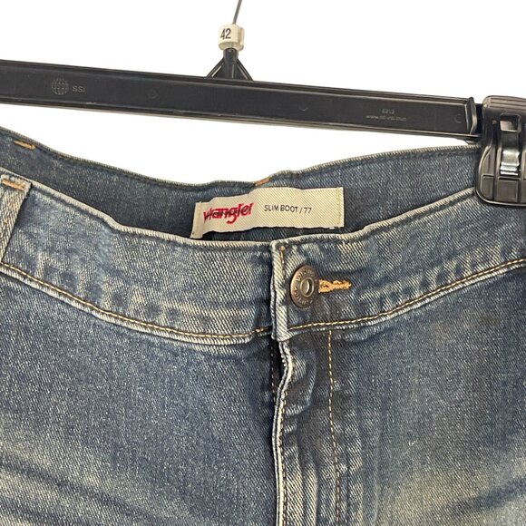 Wrangler Mens Slim Bootcut Jeans Size 40x32 Blue Denim Casual Wear - Picture 3 of 8